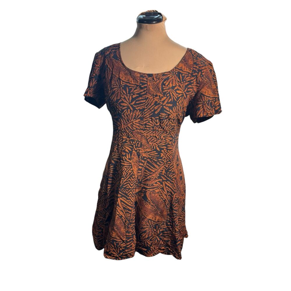 E.D. Michaels Vintage Dress Sz. L - Mini, 80s, Earthy, Brown, Black